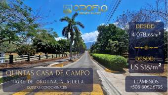 COMPLEJO DE QUINTAS ECO-RESIDENCIALES A PRECIO REDUCIDO EN QUINTAS CASA DE CAMPO. OROTINA, ALAJUELA 