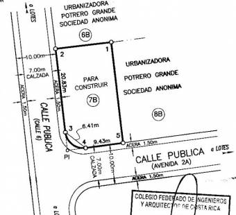 Venta de lote en San Carlos, Ciudad Quesada, Urbanización La Leyla.