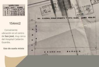 se vende lote de 154m2 con uso de suelo mixto en Carmen de San José 23-886