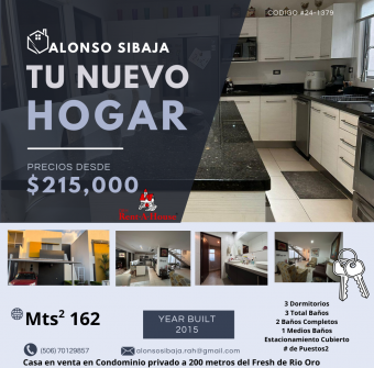 #24-1379  Casa en venta en Condominio privado