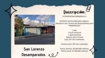 Propiedad comercial REBAJADA en San Lorenzo Desamparados 