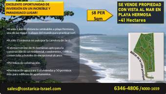 OCEAN VIEW DEVELOPMENT PROPERTY FOR SALE IN PLAYA HERMOSA-41 Hectares