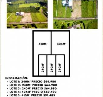 Se vende lote plano en Santo Domingo de Heredia 22-2414