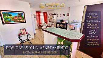 DOS CASAS Y APARTAMENTO EN SANTA BÁRBARA, HEREDIA #40403an