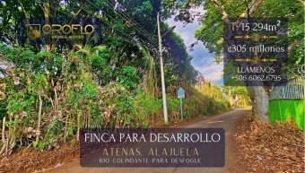 FINCA PARA DESARROLLO COMERCIAL - RESIDENCIAL  ATENAS, ALAJUELA #20503klps