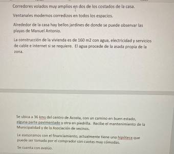 VENDO TERRENO CON CASA SABANILLAS DE ACOSTA 