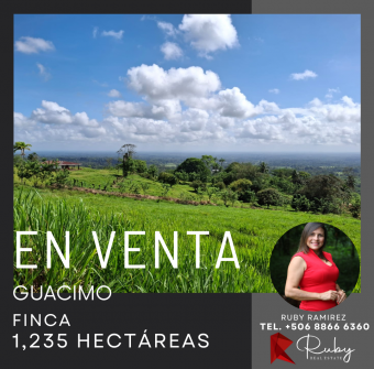 En VENTA Finca 1235 Hectáreas, Guacimo
