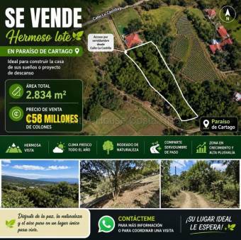 Venta de Hermoso Lote en Paraíso de Cartago. RAH 27-28