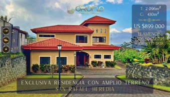 EXCLUSIVA RESIDENCIA CON AMPLIO TERRENO Y POTENCIAL SAN RAFAEL, HEREDIA #40505acmm