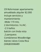 Rohrmoser apartamento amueblado alquiler $2.000