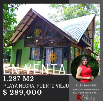 En Venta  La Casa del Sol- Playa Negra Puerto Viejo