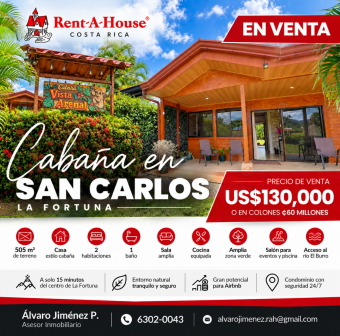 Cabaña cerca de La Fortuna Naturaleza, Descanso y Potencial Airbnb por US$130,000