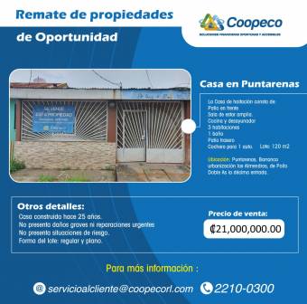 Casa de remate en Puntarenas 