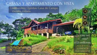 CABAÑA Y APARTAMENTO CON VISTA PANORÁMICA. OROTINA, ALAJUELA #20901rs46a