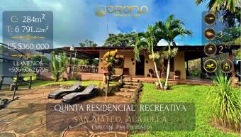 QUINTA RESIDENCIAL EN VENTA LABRADOR DE SAN MATEO, ALAJUELA #20403mz