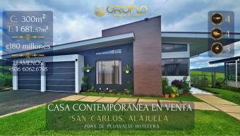 CASA CONTEMPORÁNEA EN VENTA CIUDAD QUESADA, SAN CARLOS #21001aptd